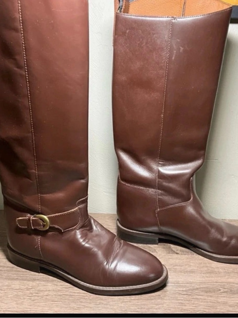 Women’s Nine West Brown Knee High Leather Riding Boots -8.5– Like New Condition